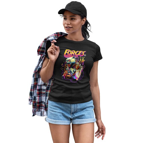 Playera Casual Negra Arte Japones Gato Samurai para Dama