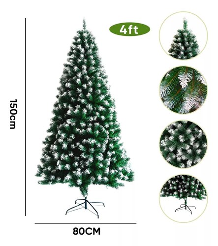 Árbol de Navidad Pino de Navidad Artificial Color Verde Puntas Blancas 1.50 m y 450 Ramas