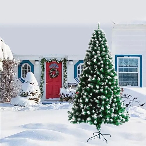 Árbol de Navidad Pino de Navidad Artificial Color Verde Puntas Blancas 1.50 m y 450 Ramas