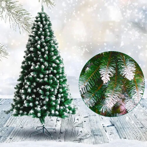 Árbol de Navidad Pino de Navidad Artificial Color Verde Puntas Blancas 1.50 m y 450 Ramas