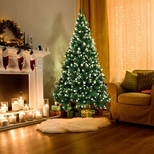Árbol de Navidad Pino de Navidad Artificial Color Verde Puntas Blancas 1.50 m y 450 Ramas