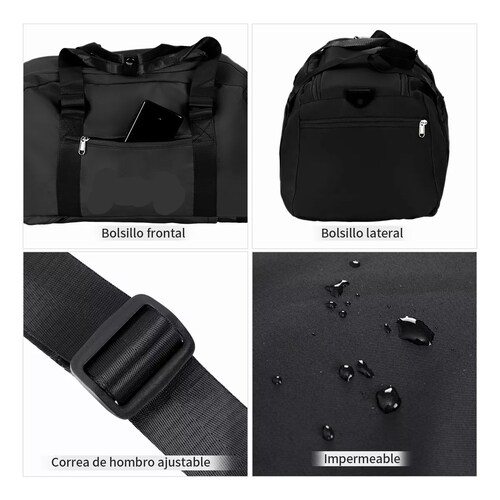 Maleta Deportiva Bolsa Gym Viaje Mochila Moda Fitness Bag Negro