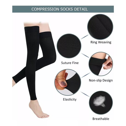Kit 2 Pares De Medias Médicas De Compresión Para Muslos, 20-30 L
