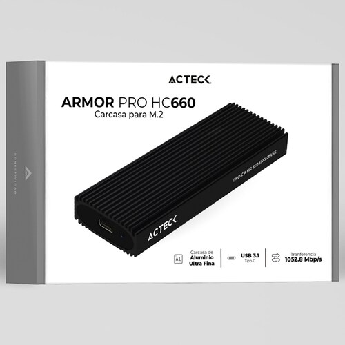 Case Enclosure ACTECK ARMOR PRO HC660 10 GBbps M.2 USB-C Negro AC-936453 