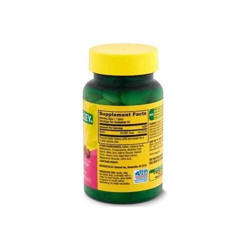 Biotina 10,000mcg 60 tablets Spring Valley Sabor Fresa Cabello, Uñas, Piel