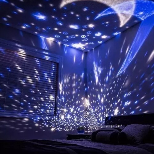 Lámpara Noche Mesa Proyector De Estrellas Niños Usb O Pilas