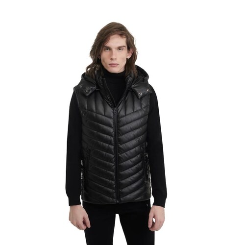 Chaleco negro capitonado con capucha para hombre, marca D.E.E.P. Selection, mod. 1090523