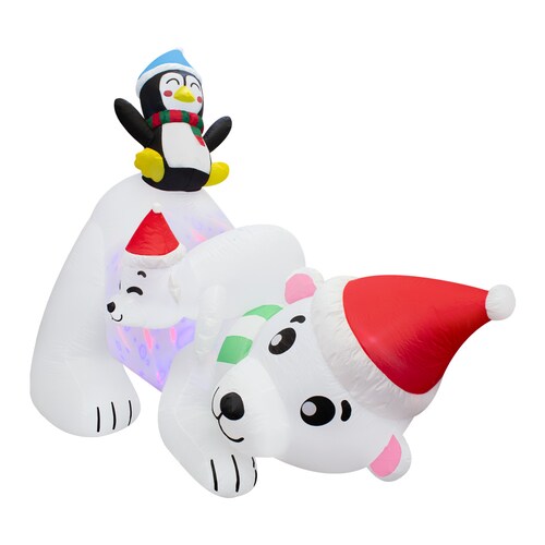 Inflable Navideño Oso Polar Gorro De Navidad Amigos 2.10mts