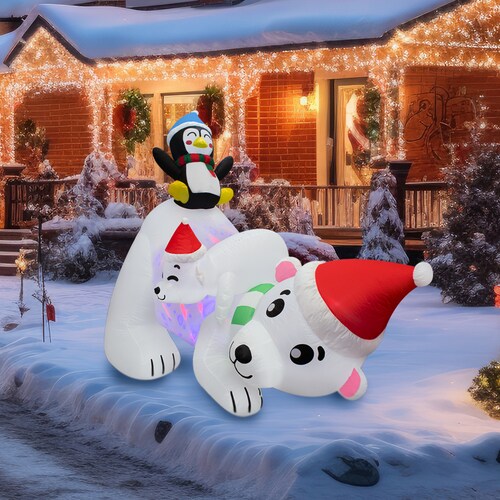 Inflable Navideño Oso Polar Gorro De Navidad Amigos 2.10mts