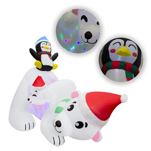 Inflable Navideño Oso Polar Gorro De Navidad Amigos 2.10mts