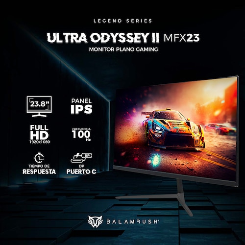 Monitor Gamer 23.8 BALAM RUSH ULTRA ODYSSEY II MFX23 1ms 100Hz FHD IPS LED HDMI Negro BR-938358 