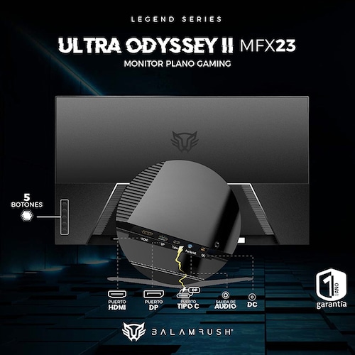 Monitor Gamer 23.8 BALAM RUSH ULTRA ODYSSEY II MFX23 1ms 100Hz FHD IPS LED HDMI Negro BR-938358 