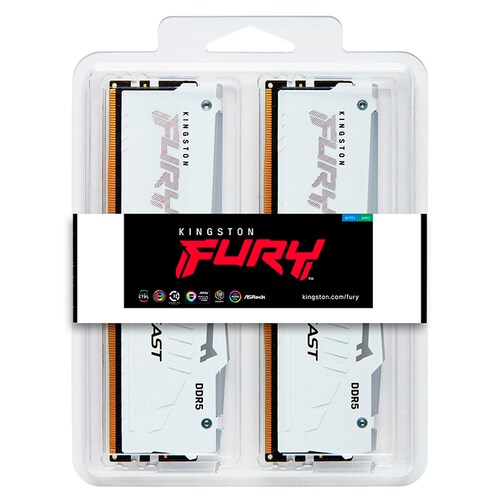 Memoria RAM DDR5 64GB 5600MT/s KINGSTON FURY BEAST RGB 2x32GB Blanco KF556C36BWEAK2-64 