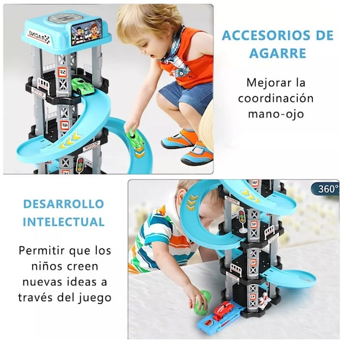 Pista De Carreras 3 En 1 Con Forma De Elefante Para Niños De 1 A 5 Años – Incluye 4 Coches De Animales, Juguete De Deslizamiento Y Aparcamiento, Regalo Educativo Para Niñas Y Niños