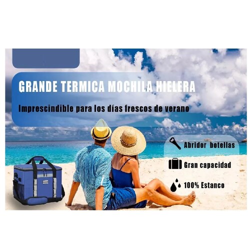 Hielera Portatil Bolsa Termica Mochila 48l/65 Latas Azul