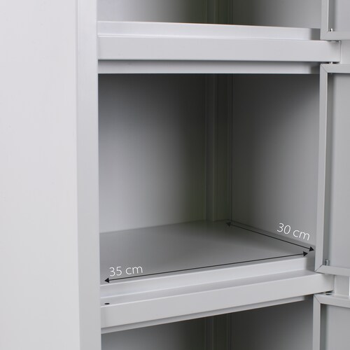 Locker Metálico Vertical 180 cm, Puerta con Cerradura, Almacenamiento, Casillero para Oficina Escuela Gimnasio Casa (Gris, 6 Puertas).