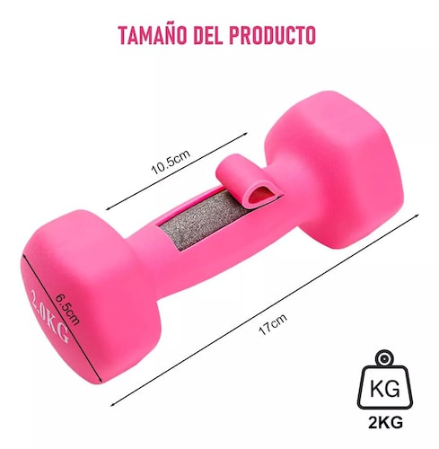 Par Mancuernas De 2 Kilos Rosa Ejercicio Pilates Yoga Gym