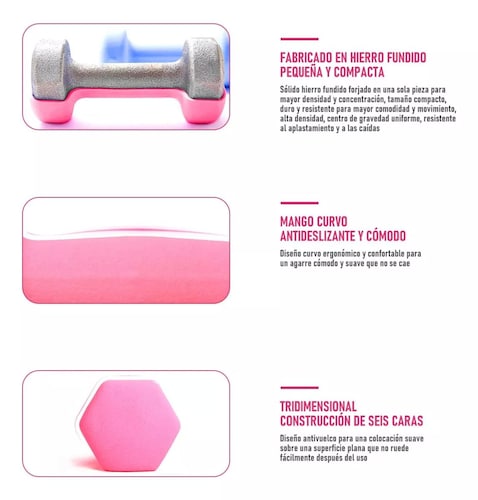 Par Mancuernas De 2 Kilos Rosa Ejercicio Pilates Yoga Gym