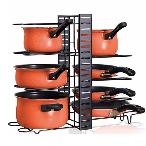 8 Estante Organizador Para Ollas Y Sartenes Ajustable Cocina