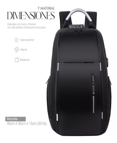 Mochila Antirrobo De Gran Capacidad Con Cargador Usb.