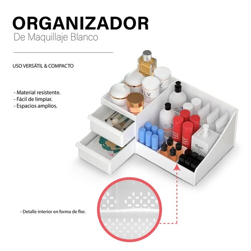 Organizador de Maquillaje de Plastico con cajones de almacenamiento.