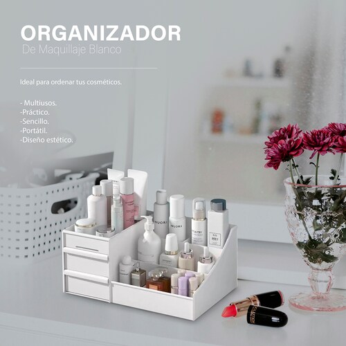 Organizador de Maquillaje de Plastico con cajones de almacenamiento.