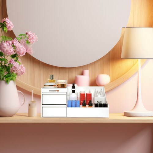 Organizador de Maquillaje de Plastico con cajones de almacenamiento.