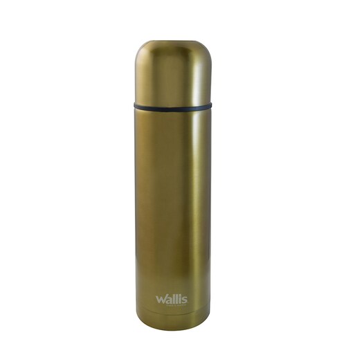 Termo acero inoxidable con válvula antiderrames, 500 ml, oro metálico.
