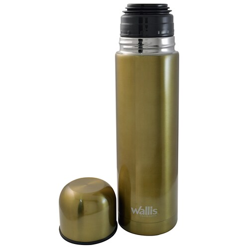 Termo acero inoxidable con válvula antiderrames, 500 ml, oro metálico.
