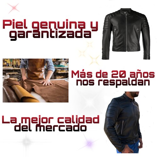 Chamarra de cuero Autentico casual Panter para Caballero incluye regalo un llavero de piel 