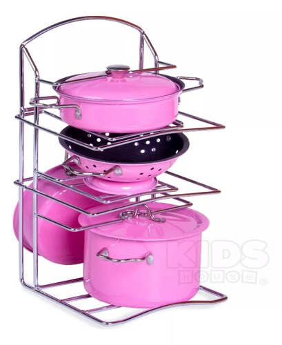 Set De Ollas Para Cocina De Juguete Color Rosa Para Niñas.