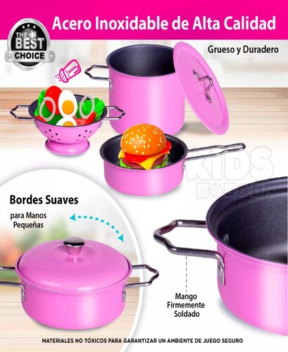 Set De Ollas Para Cocina De Juguete Color Rosa Para Niñas.