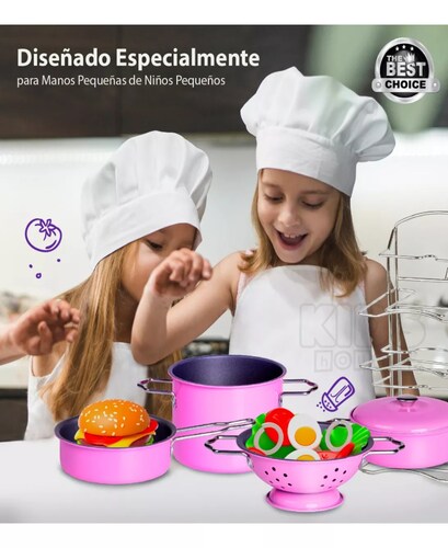 Set De Ollas Para Cocina De Juguete Color Rosa Para Niñas.