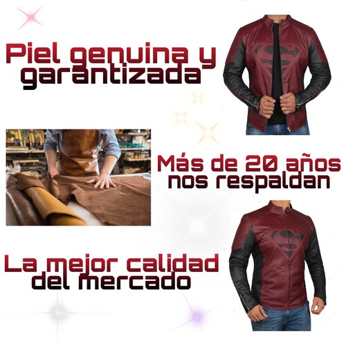 Chamarra de cuero Autentico casual Superman caballero incluye regalo un llavero de piel
