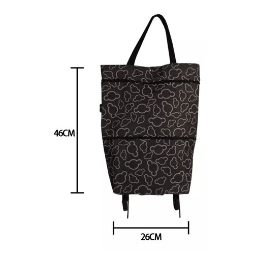 Bolso Con Ruedas Plegable Portátil Ajustable para Mandado, Color Negro