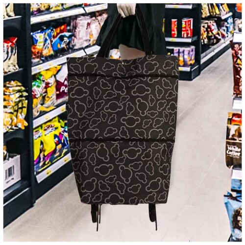 Bolso Con Ruedas Plegable Portátil Ajustable para Mandado, Color Negro