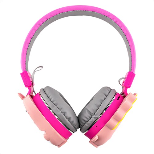 Audífonos Estéreo Bluetooth Infantil Diseño Dino Cute Rosa.