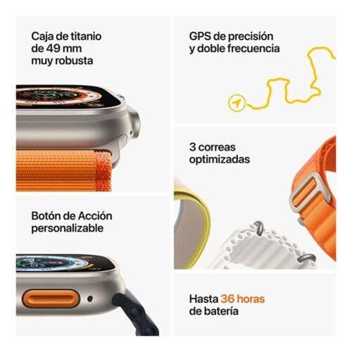 Apple Watch Ultra Gps   Celular Naranja 49 Mm Titanio
