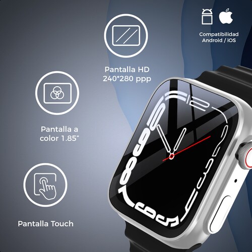 Smartwatch Silver Pantalla 1.3 Ginga Correa Blanco Protección Ip67.