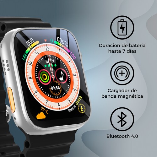 Smartwatch Silver Pantalla 1.3 Ginga Correa Blanco Protección Ip67.
