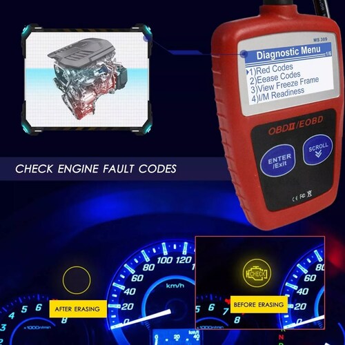 Escaner Automotriz Ms309 Obd2 Leer & Borrar Código De Falla
