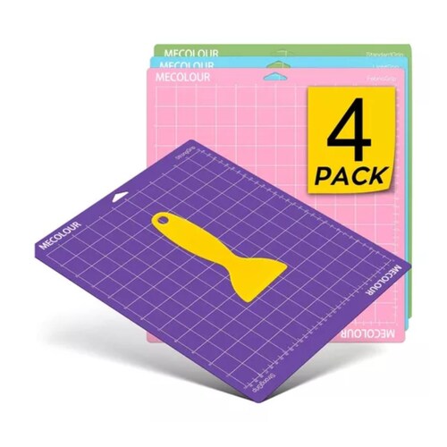 Tapete De Corte Con Pegamento 30cmx30cm 4 Pzas Morado/Rosa/Azul/Verde