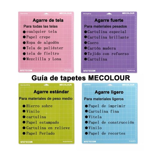 Tapete De Corte Con Pegamento 30cmx30cm 4 Pzas Morado/Rosa/Azul/Verde