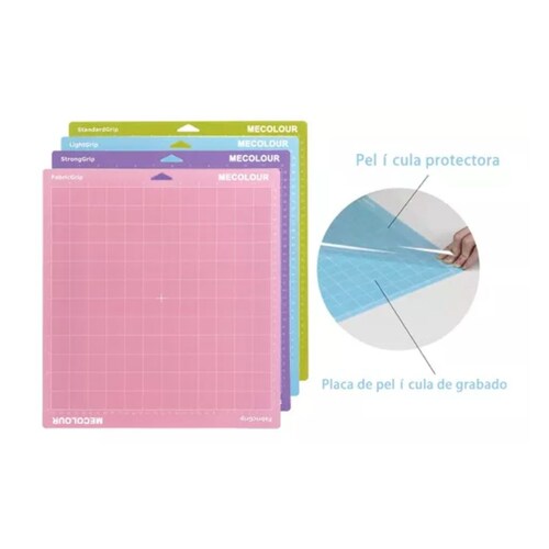 Tapete De Corte Con Pegamento 30cmx30cm 4 Pzas Morado/Rosa/Azul/Verde