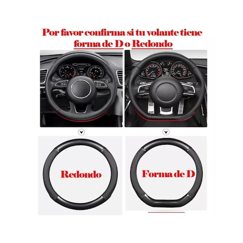 Funda Cubre Volante Antideslizante Fibra Carbono Sport Rojo