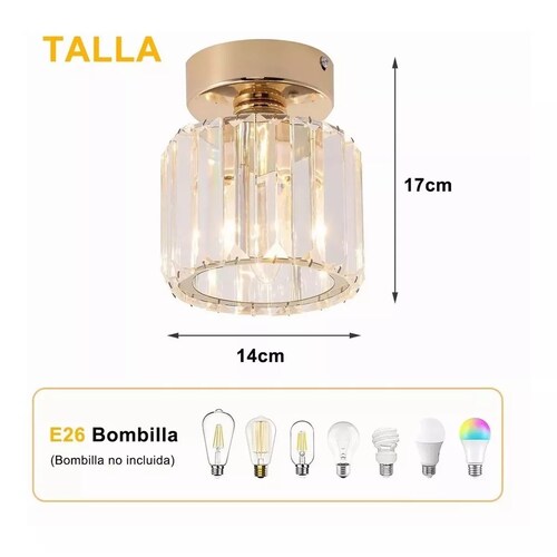 Lámpara De Techo Lámparas Colgante Modernas Cristal Dorado Circular