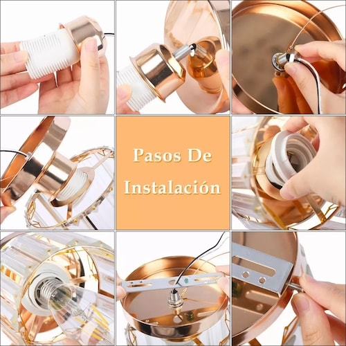 Lámpara De Techo Lámparas Colgante Modernas Cristal Dorado Circular