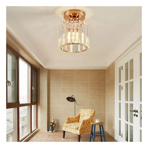 Lámpara De Techo Lámparas Colgante Modernas Cristal Dorado Circular