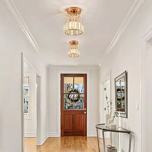 Lámpara De Techo Lámparas Colgante Modernas Cristal Dorado Circular