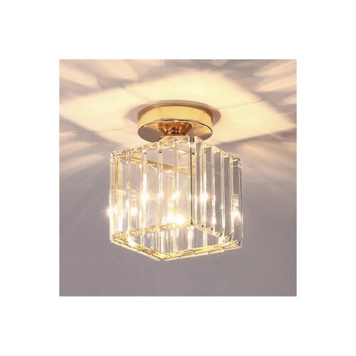 Lámpara De Techo Lámparas Colgante Modernas Cristal Dorado Cuadrado